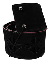 Costume National Black Leather Wide Waist Studded Women Belt